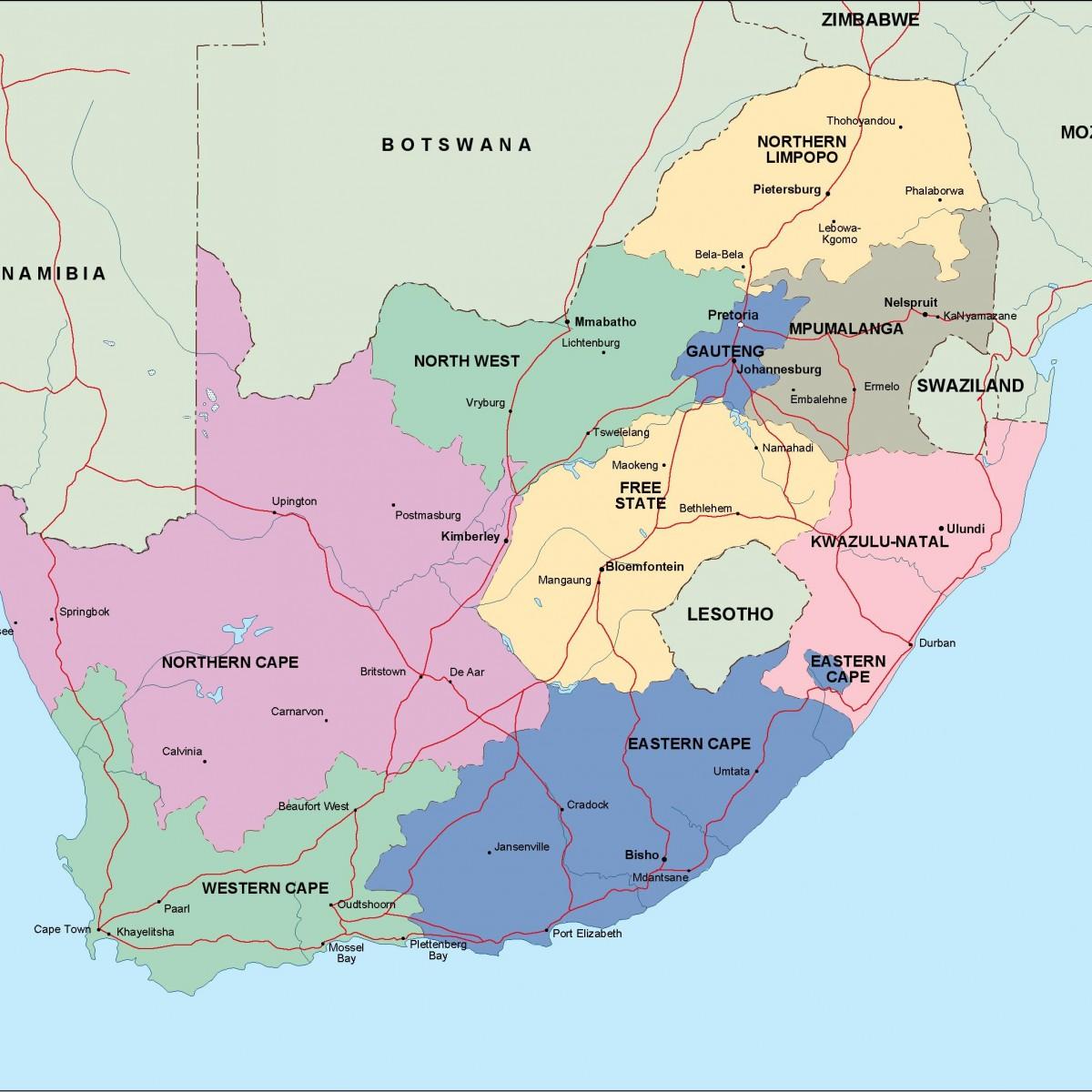 Map Of South Africa Regions Political And State Map Of South Africa ...
