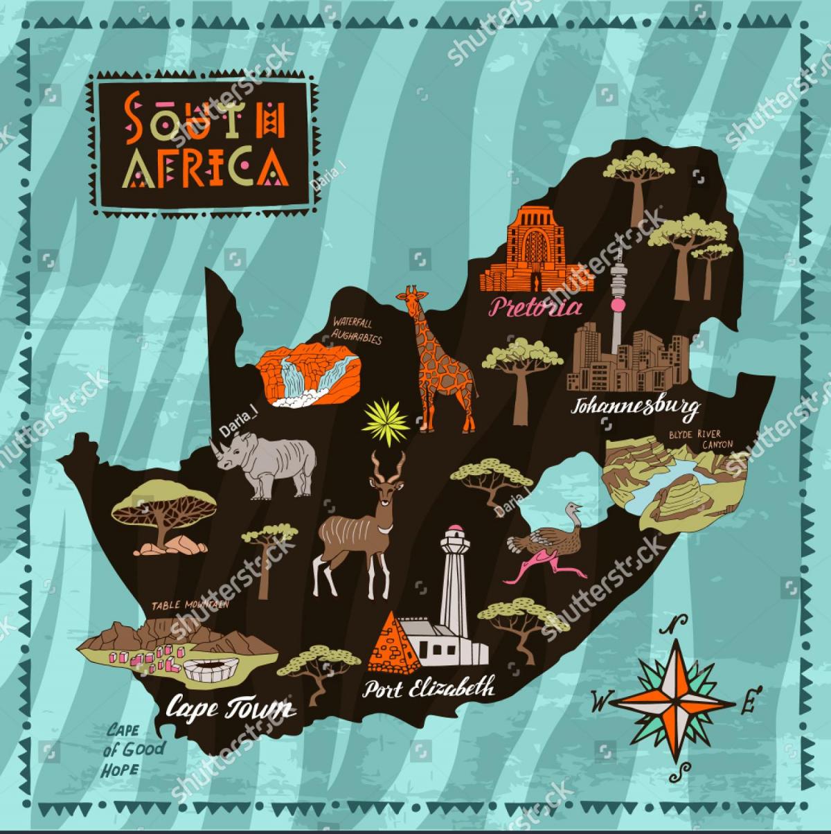 South Africa tourist attractions map