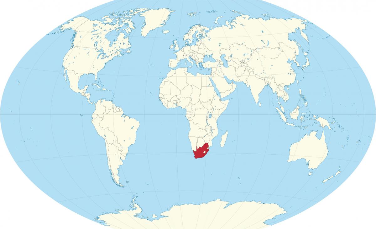 South Africa location on world map