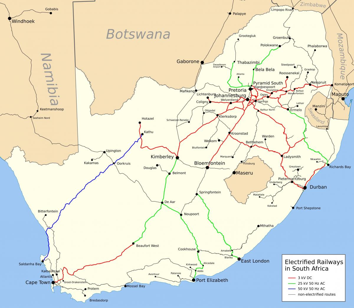 South Africa train lines map